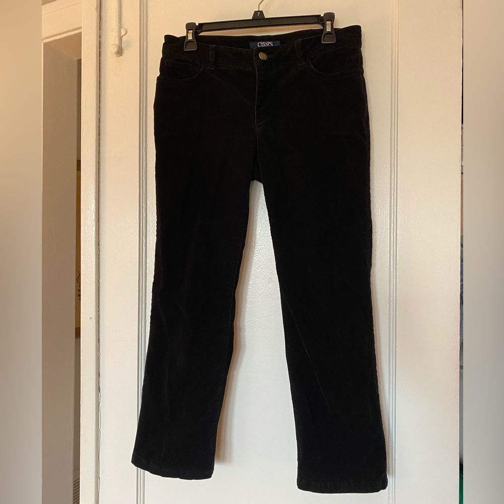 Chaps Black Cordoroy Cropped Pants Size 6